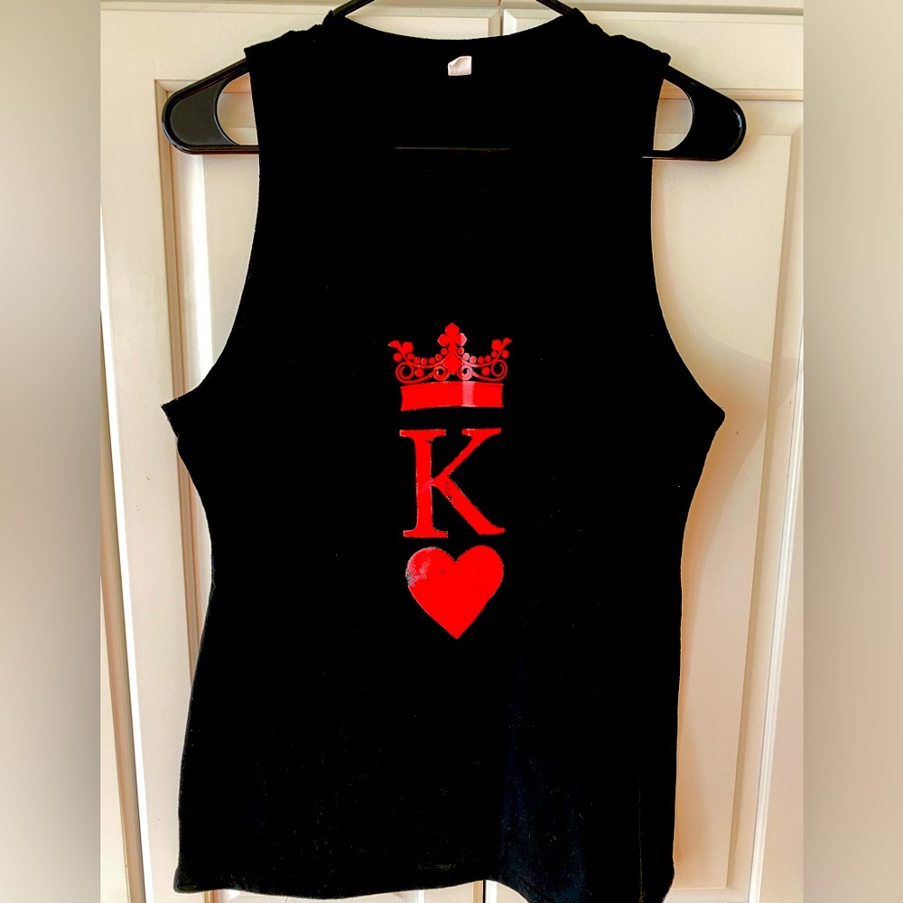 King of Hearts Tank Top Black and red men's S